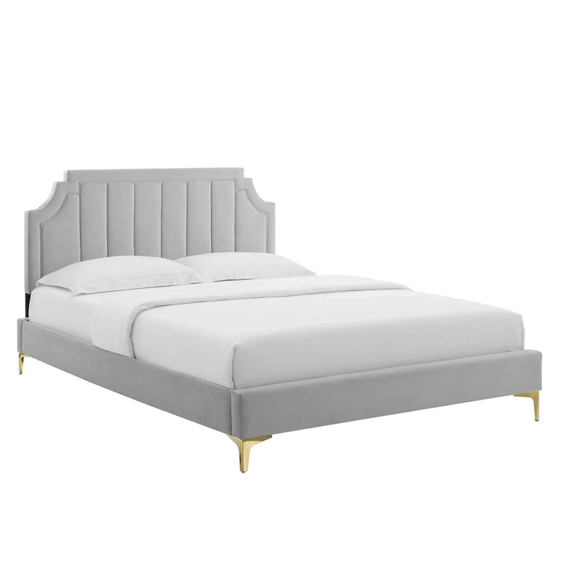 Lit plateforme queen en velours Sienna Performance