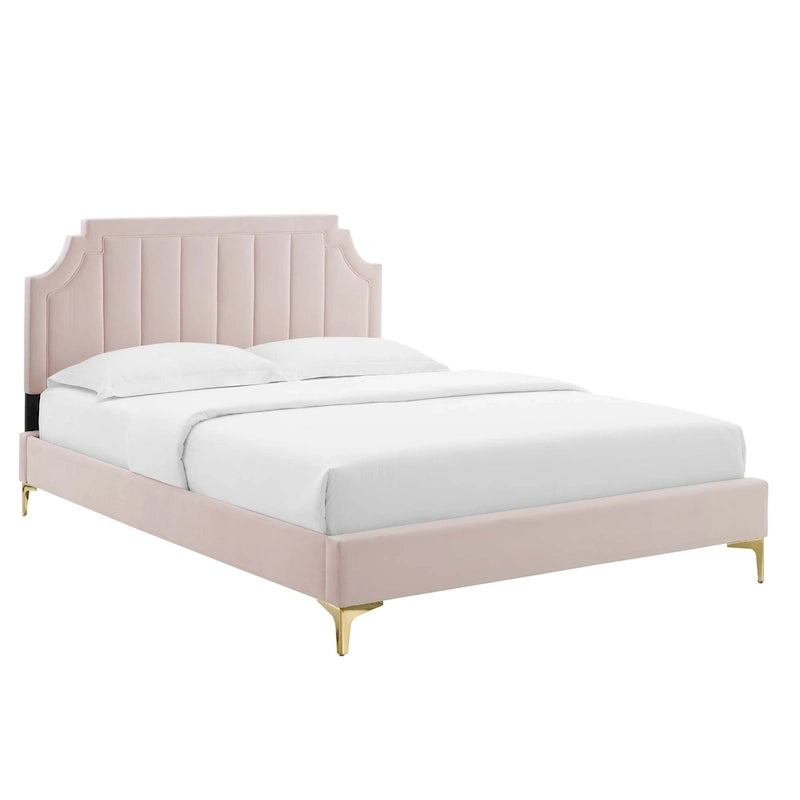Lit plateforme queen en velours Sienna Performance