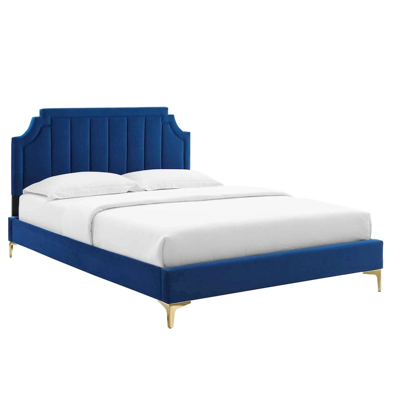 Lit plateforme queen en velours Sienna Performance