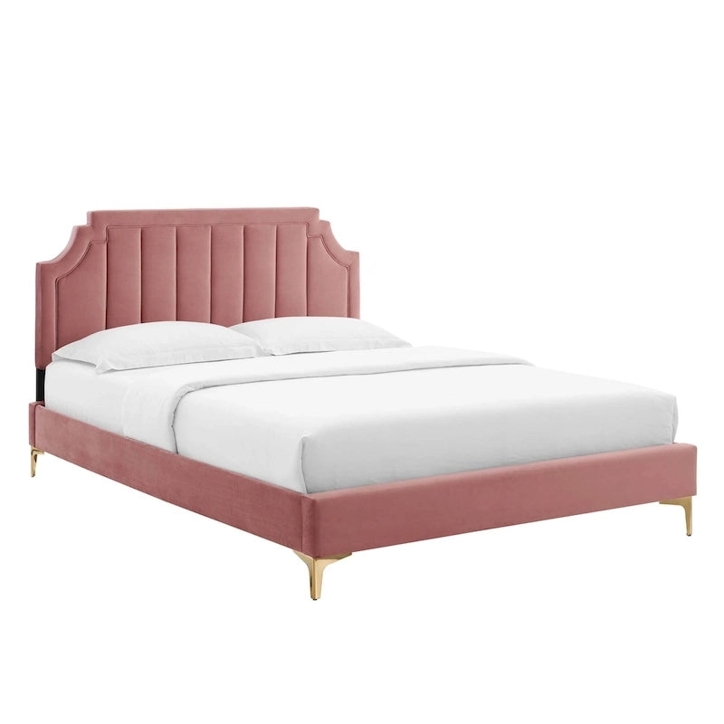 Lit plateforme queen en velours Sienna Performance