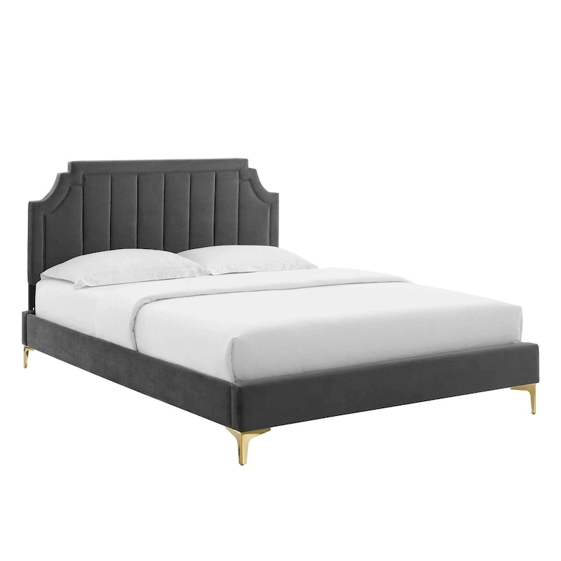 Lit plateforme queen en velours Sienna Performance