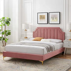 Lit plateforme queen en velours Sienna Performance
