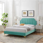 Lit plateforme queen en velours Sienna Performance