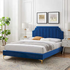 Lit plateforme queen en velours Sienna Performance