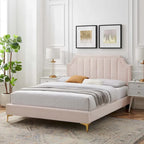 Lit plateforme queen en velours Sienna Performance