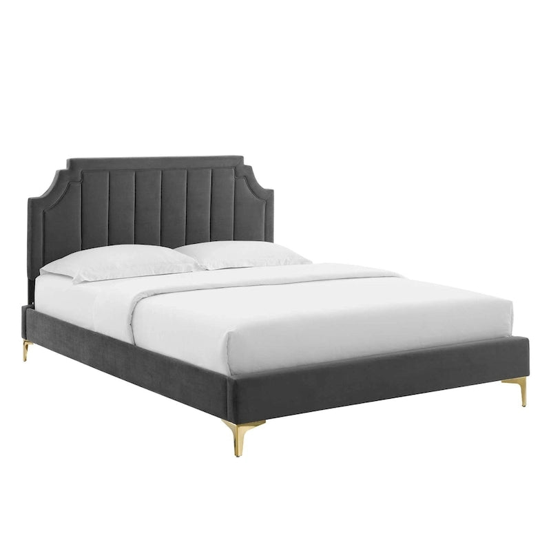Lit plateforme queen en velours Sienna Performance