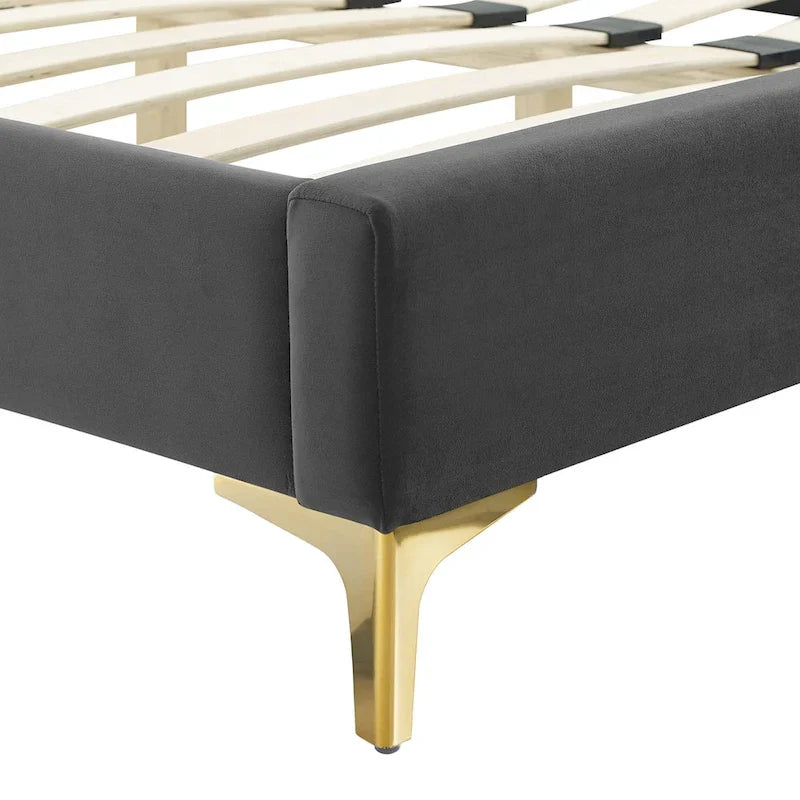 Lit plateforme queen en velours Sienna Performance