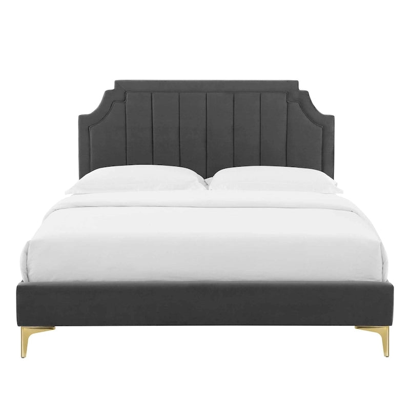 Lit plateforme queen en velours Sienna Performance