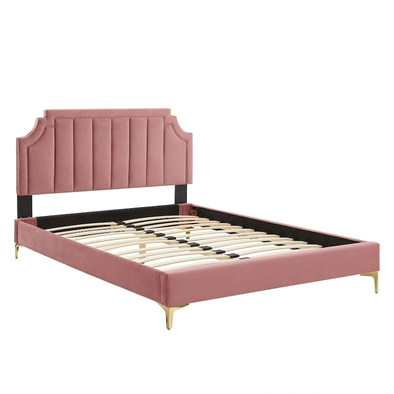 Lit plateforme queen en velours Sienna Performance