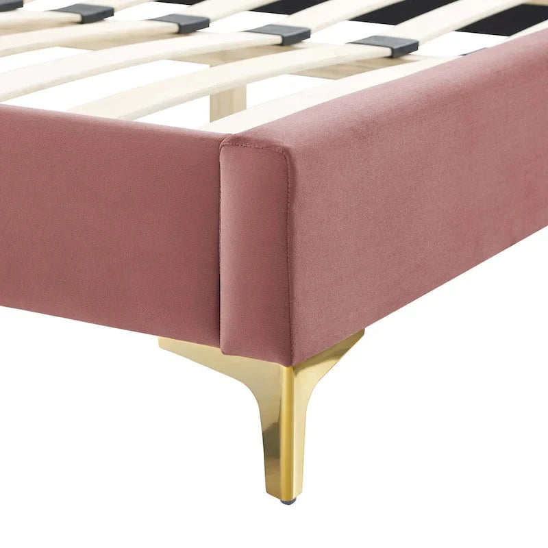 Lit plateforme queen en velours Sienna Performance
