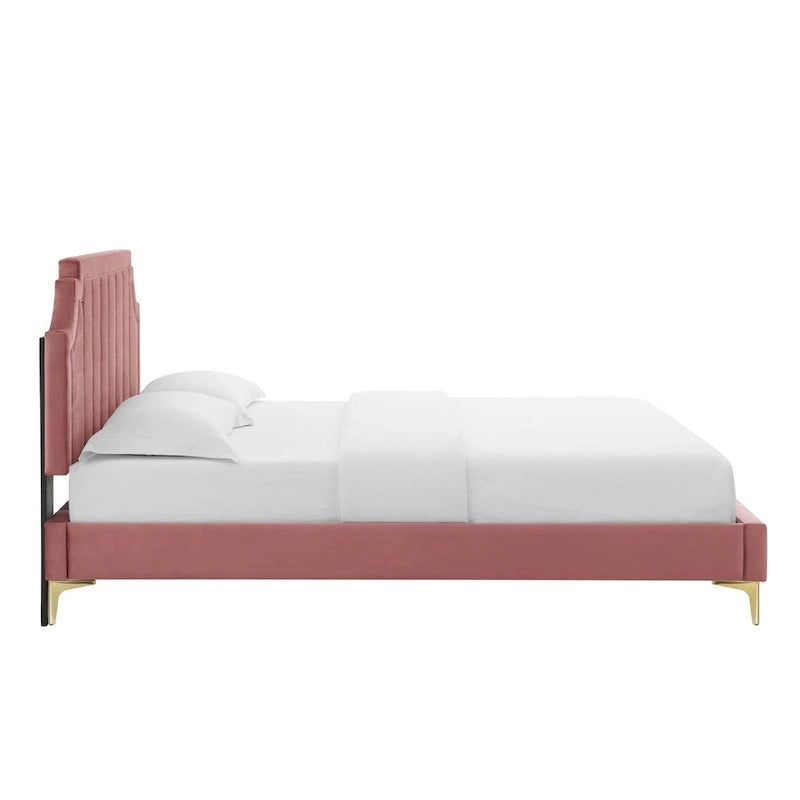 Lit plateforme queen en velours Sienna Performance