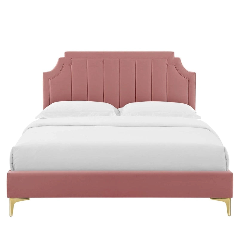 Lit plateforme queen en velours Sienna Performance