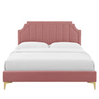 Lit plateforme queen en velours Sienna Performance