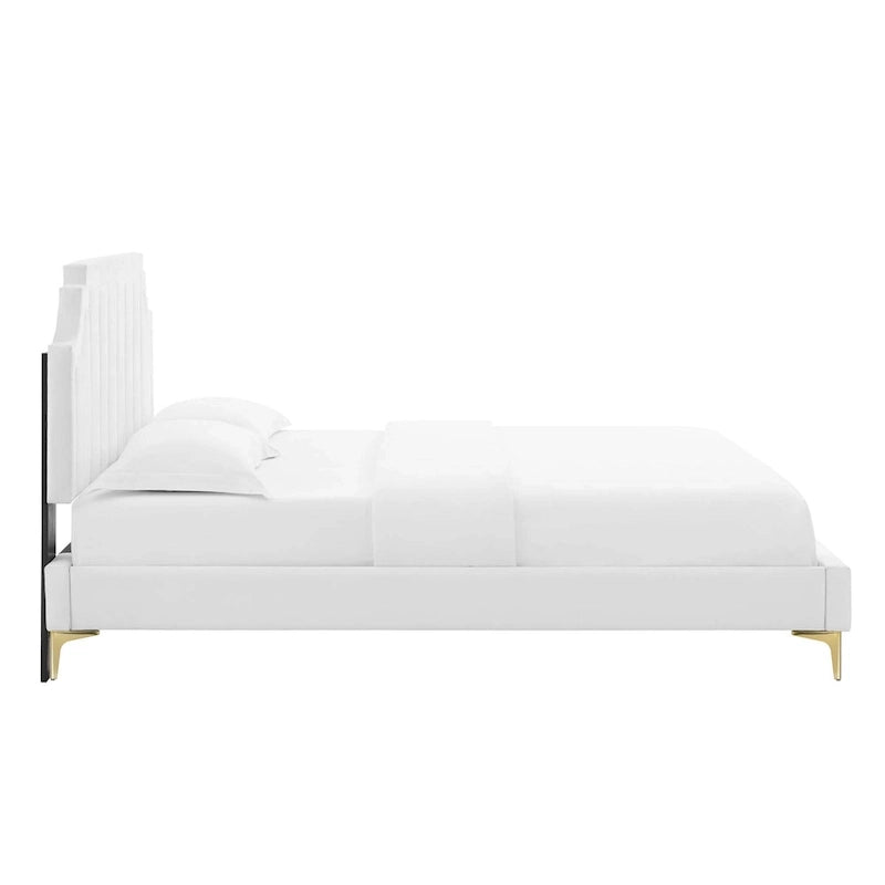 Lit plateforme queen en velours Sienna Performance