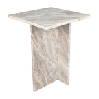 Table d'appoint en marbre naturel contemporain faite à la main en forme de T Venus 18.5, gris/beige, par JONATHAN Y.