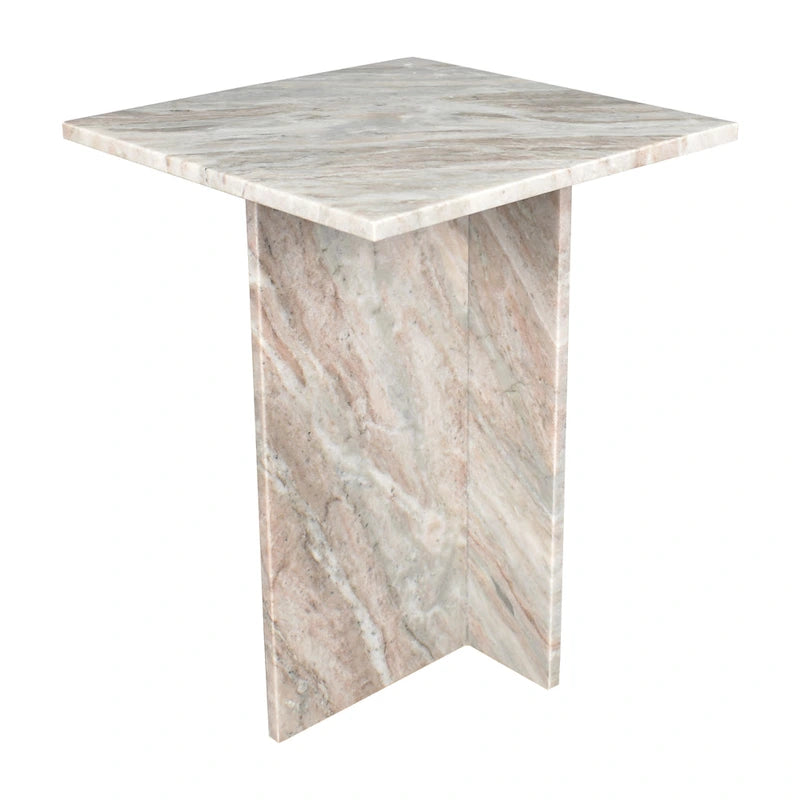 Table d'appoint en marbre naturel contemporain faite à la main en forme de T Venus 18.5, gris/beige, par JONATHAN Y.