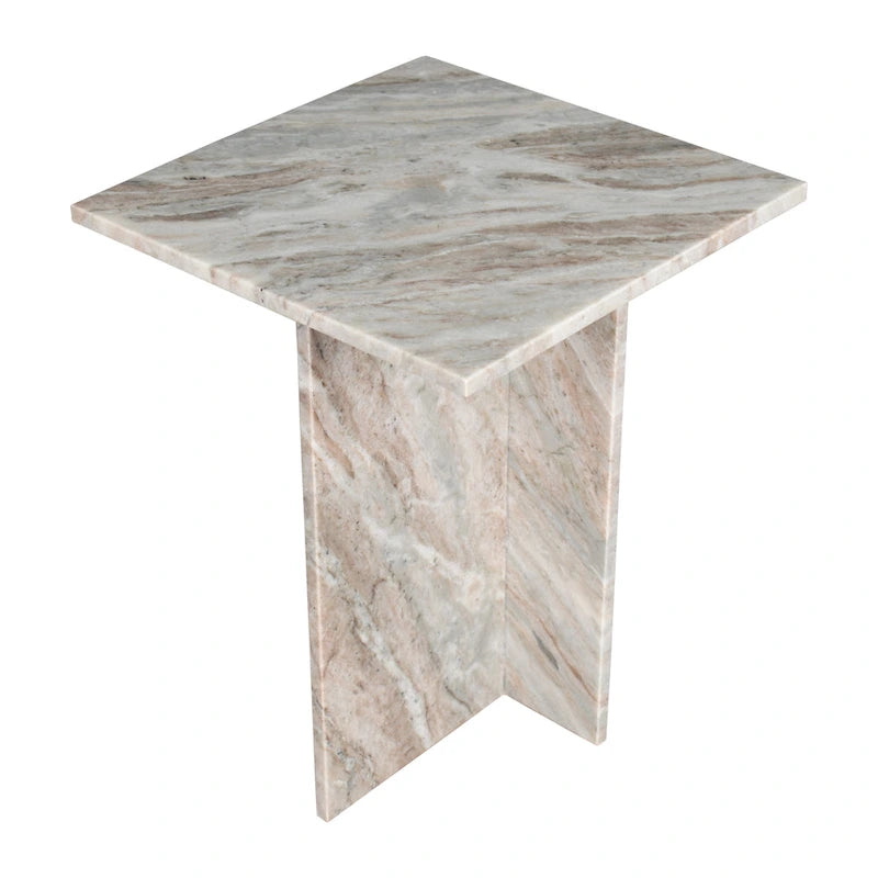 Table d'appoint en marbre naturel contemporain faite à la main en forme de T Venus 18.5, gris/beige, par JONATHAN Y.