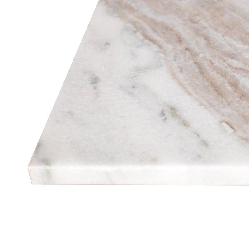 Table d'appoint en marbre naturel contemporain faite à la main en forme de T Venus 18.5, gris/beige, par JONATHAN Y.