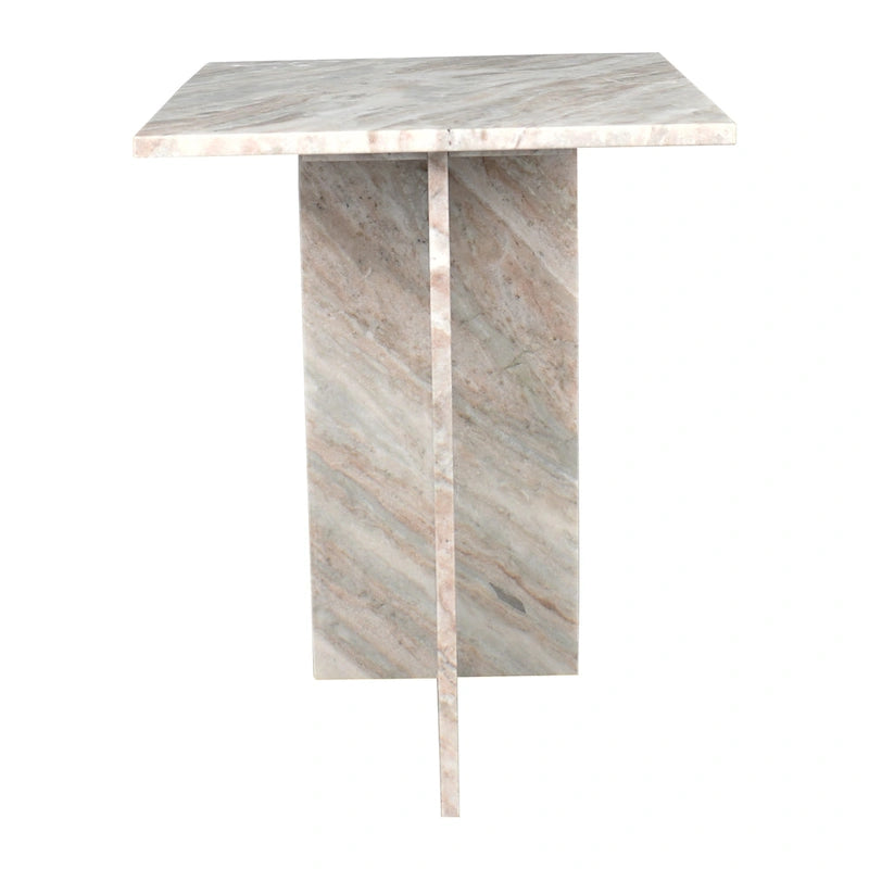 Table d'appoint en marbre naturel contemporain faite à la main en forme de T Venus 18.5, gris/beige, par JONATHAN Y.