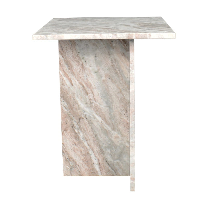 Table d'appoint en marbre naturel contemporain faite à la main en forme de T Venus 18.5, gris/beige, par JONATHAN Y.