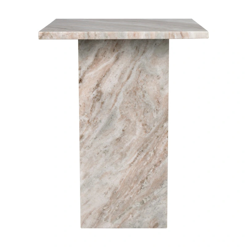 Table d'appoint en marbre naturel contemporain faite à la main en forme de T Venus 18.5, gris/beige, par JONATHAN Y.