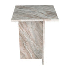 Table d'appoint en marbre naturel contemporain faite à la main en forme de T Venus 18.5, gris/beige, par JONATHAN Y.