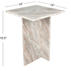 Table d'appoint en marbre naturel contemporain faite à la main en forme de T Venus 18.5, gris/beige, par JONATHAN Y.