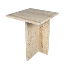 Table d'appoint en marbre naturel contemporain faite à la main en forme de T Venus 18.5, gris/beige, par JONATHAN Y.