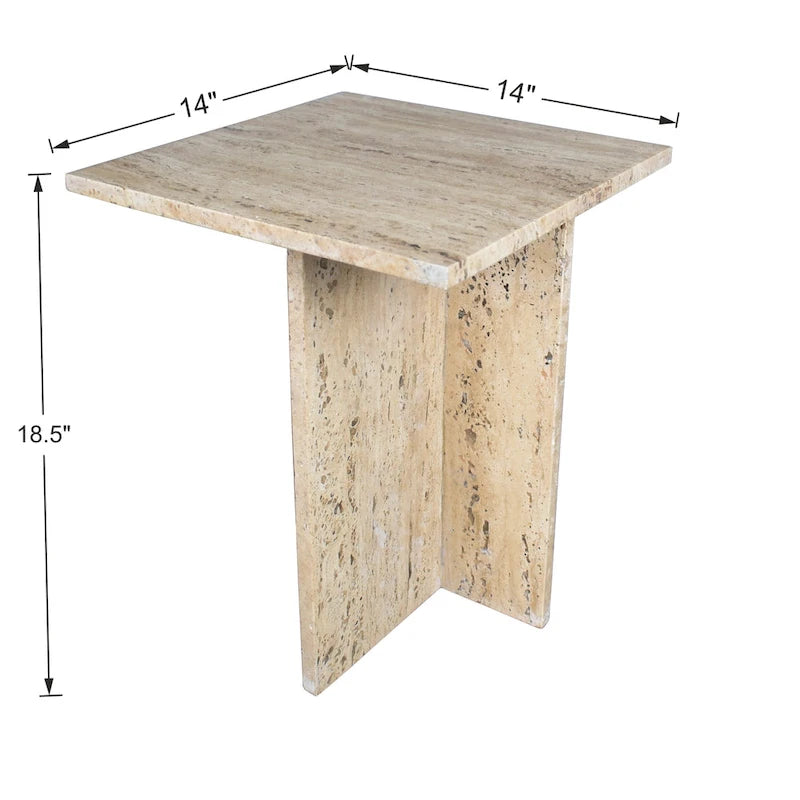 Table d'appoint en marbre naturel contemporain faite à la main en forme de T Venus 18.5, gris/beige, par JONATHAN Y.