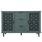 Armoire de rangement 2 portes 3 tiroirs vert foncé / bleu – Chambre