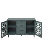 Armoire de rangement 2 portes 3 tiroirs vert foncé / bleu – Chambre