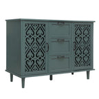 Armoire de rangement 2 portes 3 tiroirs vert foncé / bleu – Chambre