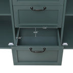 Armoire de rangement 2 portes 3 tiroirs vert foncé / bleu – Chambre