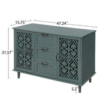 Armoire de rangement 2 portes 3 tiroirs vert foncé / bleu – Chambre