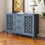 Armoire de rangement 2 portes 3 tiroirs vert foncé / bleu – Chambre