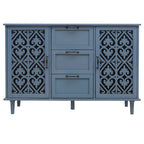 Armoire de rangement 2 portes 3 tiroirs vert foncé / bleu – Chambre