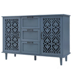 Armoire de rangement 2 portes 3 tiroirs vert foncé / bleu – Chambre