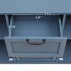 Armoire de rangement 2 portes 3 tiroirs vert foncé / bleu – Chambre