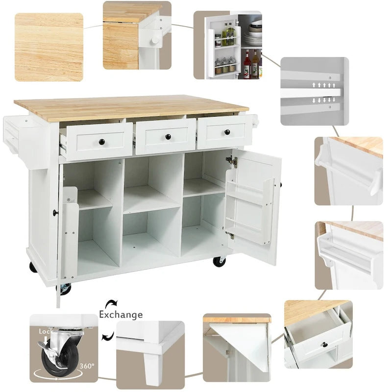 Desserte de cuisine avec plan de travail à abattant
