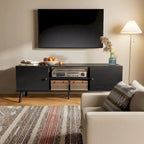 Meuble TV, Meuble TV moderne du milieu du siècle pour téléviseur de 55/60 pouces, Meuble TV de style ferme, Meuble de rangement pour salon