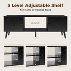 Meuble TV, Meuble TV moderne du milieu du siècle pour téléviseur de 55/60 pouces, Meuble TV de style ferme, Meuble de rangement pour salon