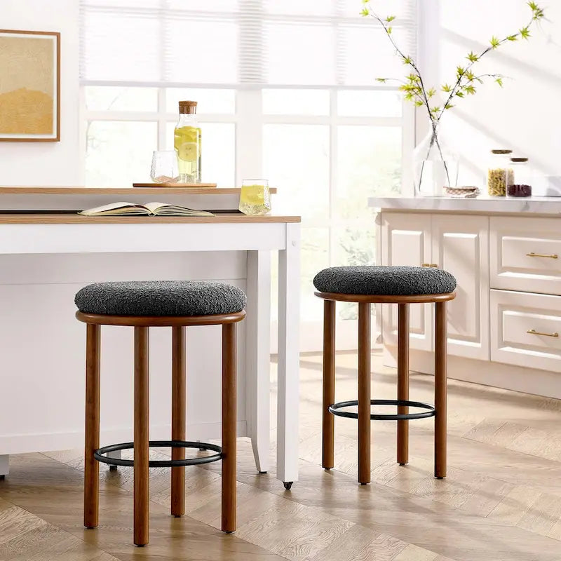 Tabourets de comptoir en tissu bouclé Fable - Lot de 2