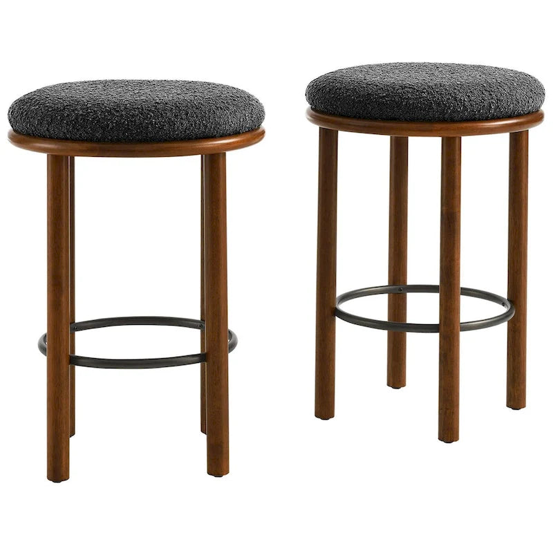 Tabourets de comptoir en tissu bouclé Fable - Lot de 2