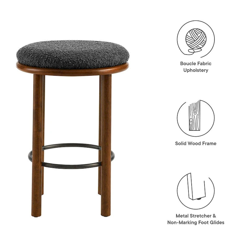 Tabourets de comptoir en tissu bouclé Fable - Lot de 2