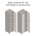 Armoire utilitaire 36 x 90 à quatre portes-gris - 36 x 90 x 23 3/8