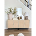 Meuble de rangement Andrew Bohemian pour entrée ou buffet de cuisine, meuble TV ou meuble d'appoint en rotin avec pieds en métal