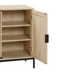 Meuble de rangement Andrew Bohemian pour entrée ou buffet de cuisine, meuble TV ou meuble d'appoint en rotin avec pieds en métal