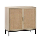 Meuble de rangement Andrew Bohemian pour entrée ou buffet de cuisine, meuble TV ou meuble d'appoint en rotin avec pieds en métal