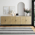 Meuble de rangement Andrew Bohemian pour entrée ou buffet de cuisine, meuble TV ou meuble d'appoint en rotin avec pieds en métal