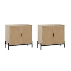 Meuble de rangement Andrew Bohemian pour entrée ou buffet de cuisine, meuble TV ou meuble d'appoint en rotin avec pieds en métal